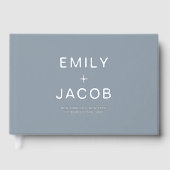 Elegantes Foto Dusty Blue Silver Modernes Minimali Gästebuch (Vorderseite)