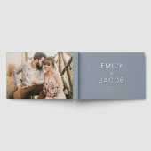 Elegantes Foto Dusty Blue Silver Modernes Minimali Gästebuch (Voll)