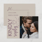 Elegantes Foto Dusty Rose & Beige Wedding RSVP Karte (Vorne/Hinten)