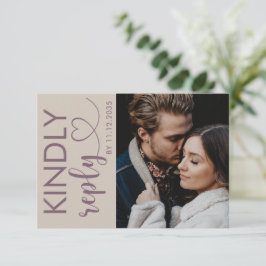 Elegantes Foto Dusty Rose & Beige Wedding RSVP Karte