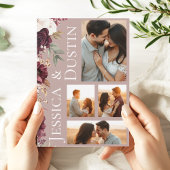 Elegantes Foto Dusty Rose Rosa Blumenhochzeit Einladung