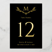 Elegantes Foto Echt gepresste Tischnummer Karten (Vorderseite)