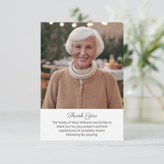Elegantes Foto Einfache Beerdigung Danke (Stehend Vorderseite)