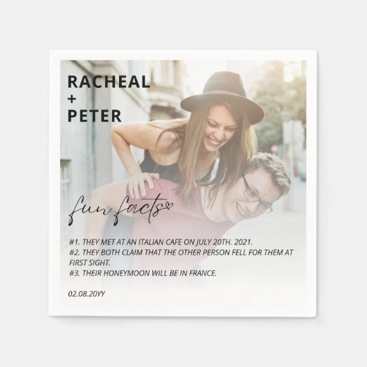 Elegantes Foto Einfache Vergnügung Fakt für Hochze Serviette (Vorderseite)