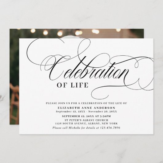 Elegantes Foto Einladung (Vorne/Hinten)