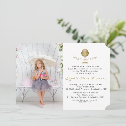 Elegantes Foto Einladung (Stehend Vorderseite)