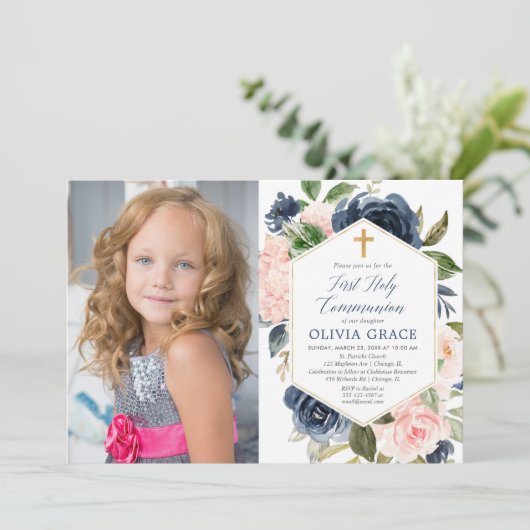 Elegantes Foto Einladung (Stehend Vorderseite)