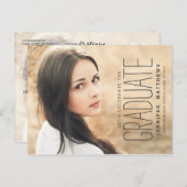 Elegantes Foto | Einladung zur Graduationspartei 2 (Vorne/Hinten)