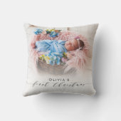 Elegantes Foto Erste Weihnachtshandschrift Kissen (Rückseite)