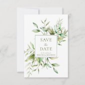 Elegantes Foto Eucalyptus Foliage Save The Date (Vorderseite)