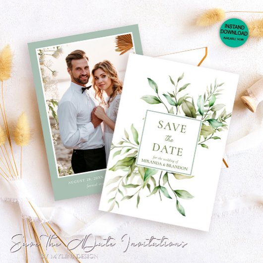 Elegantes Foto Eucalyptus Foliage Save The Date
