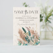 Elegantes Foto Eukalyptus & Pampas Grass Wedding Save The Date (Stehend Vorderseite)