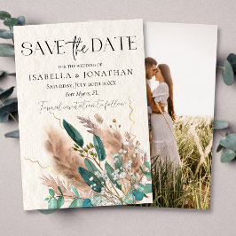 Elegantes Foto Eukalyptus & Pampas Grass Wedding Save The Date