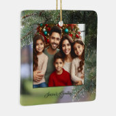 Elegantes Foto Evergreen Trees Branches Dunkelgrün Keramikornament (Rechts)