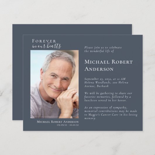 Elegantes Foto Feier zum Gedenken an das Leben Ein (Vorne/Hinten)