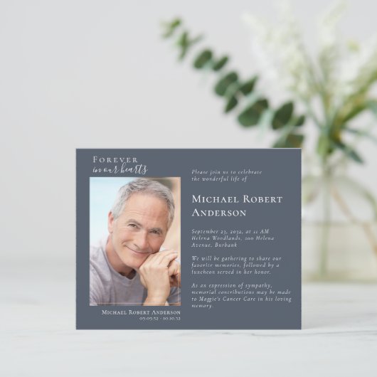 Elegantes Foto Feier zum Gedenken an das Leben Ein (Stehend Vorderseite)