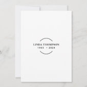 Elegantes Foto Feier zum Gedenkfest Einladung (Rückseite)