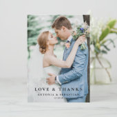 Elegantes Foto Flat Wedding Dankeschön Card Dankeskarte (Stehend Vorderseite)