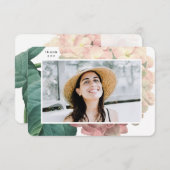 Elegantes Foto Floral Senior Uni Grad Dankeskarte (Vorne/Hinten)