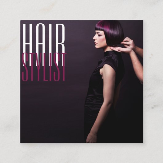 Elegantes Foto Friseursalon Quadratische Visitenkarte (Vorderseite)