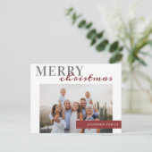 Elegantes Foto Frohe Weihnachtsfamilie Postkarte (Stehend Vorderseite)