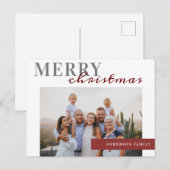Elegantes Foto Frohe Weihnachtsfamilie Postkarte (Vorne/Hinten)