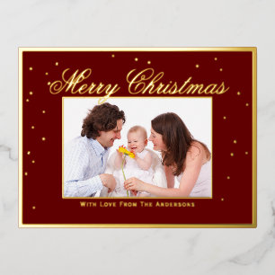 Elegantes Foto Frohe Weihnachtsfeier Confetti Folien Feiertagspostkarte