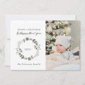 Elegantes Foto Frohe Weihnachtsfeier Grün Feiertagskarte (Vorderseite)