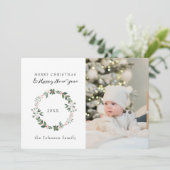 Elegantes Foto Frohe Weihnachtsfeier Grün Feiertagskarte (Stehend Vorderseite)