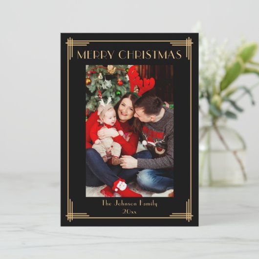 Elegantes Foto Frohe Weihnachtskarte Einladung (Stehend Vorderseite)