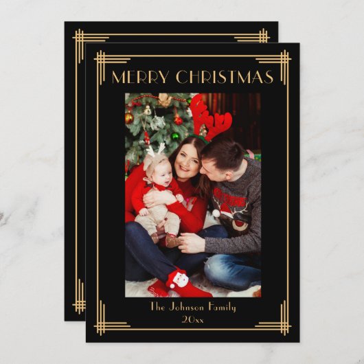 Elegantes Foto Frohe Weihnachtskarte Einladung (Vorne/Hinten)
