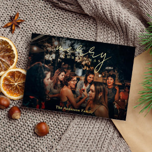 Elegantes Foto Frohe Weihnachtsüberlagerung Folien Feiertagskarte