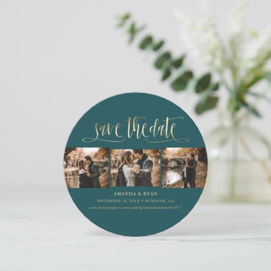 Elegantes Foto für Aquamarine Hochzeiten und Hochz Save The Date (Stehend Vorderseite)
