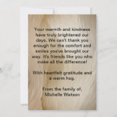 Elegantes Foto für das Bestattungsherz Dankeskarte (Rückseite)