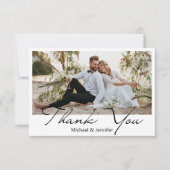 elegantes Foto für Hochzeitsskripte Dankeskarte (Vorderseite)