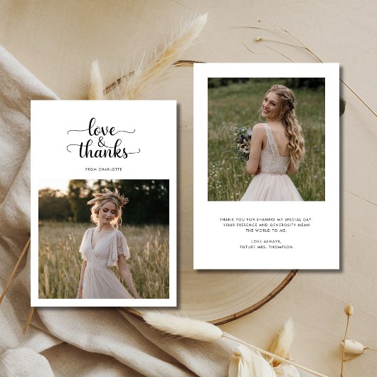 Elegantes Foto für Liebe und Dank Brautparty Dankeskarte