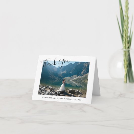 Elegantes Foto für Minimalistische Hochzeiten Dankeskarte (Vorderseite)