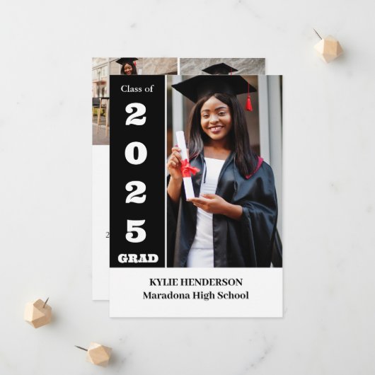 Elegantes Foto für moderne Abschlüsse Ankündigung (Vorderseite/Rückseite Beispiel)