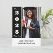 Elegantes Foto für moderne Abschlüsse Dankeskarte (Stehend Vorderseite)