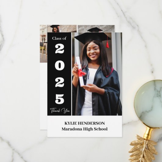 Elegantes Foto für moderne Abschlüsse Dankeskarte (Vorderseite/Rückseite Beispiel)