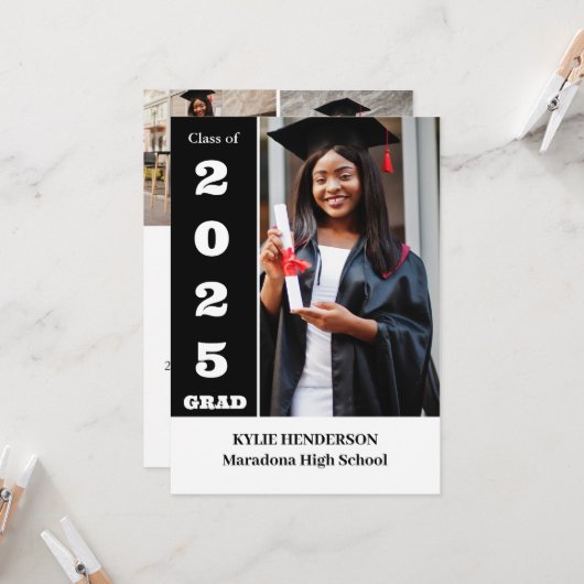 Elegantes Foto für moderne Abschlüsse Einladung (Vorderseite/Rückseite Beispiel)