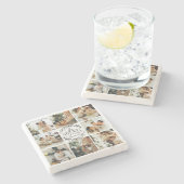 Elegantes Foto für moderne Monogram-AnfangsFamilie Steinuntersetzer (Seitenansicht)