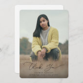 Elegantes Foto für moderne Script-Abschluss Dankeskarte (Vorne/Hinten)