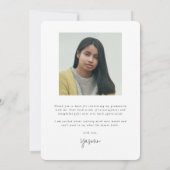 Elegantes Foto für moderne Script-Abschluss Dankeskarte (Rückseite)