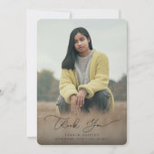 Elegantes Foto für moderne Script-Abschluss Dankeskarte (Vorderseite)