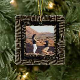 Elegantes Foto für moderne Weihnachtspaare Keramikornament