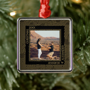 Elegantes Foto für moderne Weihnachtspaare Ornament Aus Metall