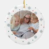 Elegantes Foto für Schneeflocken und Punkte Keramik Ornament (Hinten)