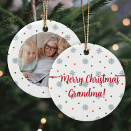 Elegantes Foto für Schneeflocken und Punkte Keramik Ornament