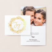 Elegantes Foto für Weihnachten Joy Wreath Folienkarte (Anzeige)